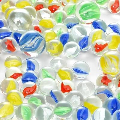 LovesTown 500PCS Glass Marbles Bulk, Vintage Cat Eye Marble, for Vase Filler Flower Candle Crafts and Table Centerpieces Decoration, 5 Colors, 1"/0.63"
