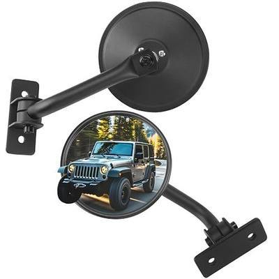 JOYTUTUS Upgraded Round Wrangler Mirrors Doors Off Compatible with Wrangler JK TJ 1997-2018, No Vibrate & Wobble Side Mirrors for Doors Off Driving, Easy-Install