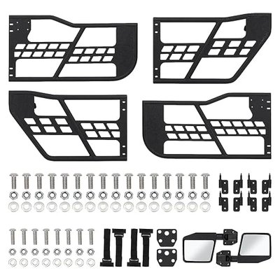TROPOW Off Road Tubular Trail Doors with Side View Mirror Compatible with 2018-2026 Wrangler JL JLU & Gladiator JT 4 Door - Set of 4 Fat Tube Half Doors for Adventure