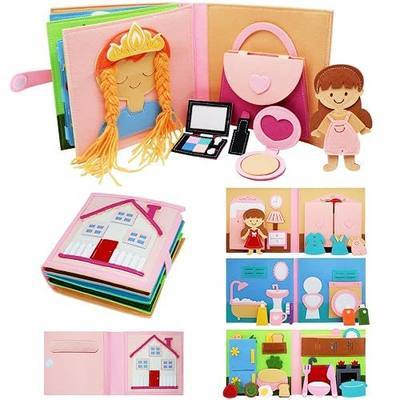 Montessori Felt Busy Book, Pretend Play Toddlers Book for Kids Age 2-4 | Montessori toys, Toddler travel toys, Kids travel essentials, Screen-free activities, Quiet play, Girls Christmas Gift