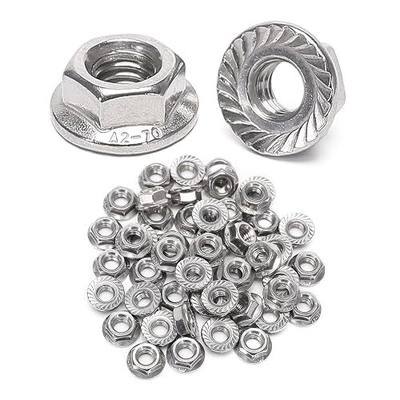 25 Pieces M8 Flange Nuts, M8-1.25mm Serrated Hex Flange Lock Nuts, 304 Stainless Steel,Plain Finish