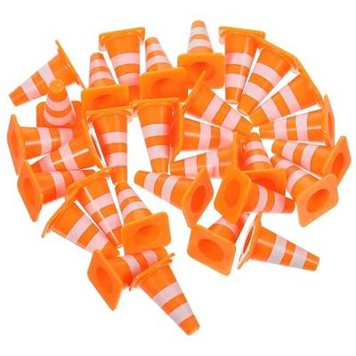 30Pcs Mini Traffic Cones, 1in Mini Cones Orange Small Roadblock Construction Signs, Tiny Traffic Toys Training Scene Roadblocks, Multifunctional Race Decor Building Theme Cars Party Favors