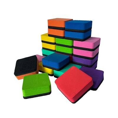 Dry Erase Erasers, AWOWZ 24 Pack Mini Magnetic Whiteboard Dry Eraser Chalkboard Cleaner Bulk for Home, Office and Classroom Teacher Kids Supplies (8 Color, 2 x 2 x 0.79 Inch)
