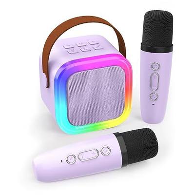 Mini Karaoke Machine for Kids Adults, Portable Bluetooth Speaker | Kids Speaker with 2 Wireless Microphones,Toys Birthday Gifts for Girls Ages 4, 5, 6, 7, 8,9,10,11,12+Home Party (Purple)