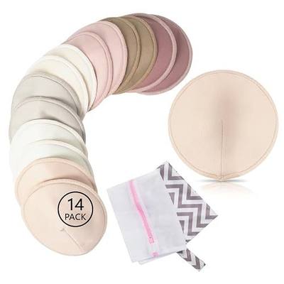 Proeffi Breastfeeding Nursing Pads Reusable: 14 Packs Washable 4-Layer Breast Pads with Wash Bag & Carry Bag - Stay Drying Absorbent Fabric Nipple Pads for Breastfeeding Essentials (Multicolor, L)