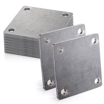WRINGKIT 8 Pack Steel Plate with Holes, 4'' x 4'' Flat Metal Plate, Laser Cut A36 Hot Rolled Mild Steel with Smooth Edges, Weldable Paintable Square Metal Sheets for Magnets, Industrial Use