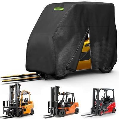 Forklift Protection Cover All Weather, Forklifts Cover Waterproof 600D | Up to 8000Lb, Sun Rain Snow UV Forklift Cover with Zipper Door Reflective Strips Windproof Buckle Organizer Bag