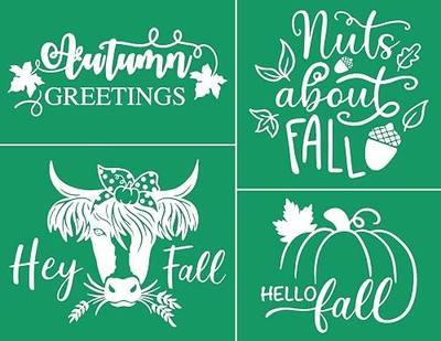 DGAGA Hey Fall Silk Screen Stencils Reusable Self Adhesive Chalk Mesh Stencils Autumn Silkscreen Transfers for Painting on Wood,Craft,DIY Farmhouse Signs Screenprinting Starter Kit for Chalk Paste