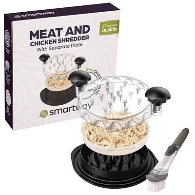 2025 Model Chicken Shredder – Separate Plate, Automatic Soap Dispenser Cleaning Brush, Anti-Slip – Large 9.8” Chicken Breast Meat Shredder, Chicken Shredder Tool Twist, Dishwasher Safe, BPA Free