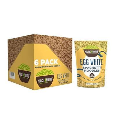 Miracle Noodle Egg White Spaghetti Pasta, 3.5 Oz (Pack of 6) | Ready to Eat Egg White Noodles, 10g Protein, 45 Calories, 1g Net Carbs Per Serving, High Protein, Keto, Gluten-Free