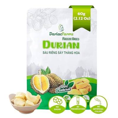 DARLAC FARMS Freeze Dried Durian Bites, 2.12 Oz, Premium Organic Crispy Crunchy Fruit Snacks, No Sugar Added, Natural Healthy Snack for Kids & Adults, Vegan, Gluten-Free