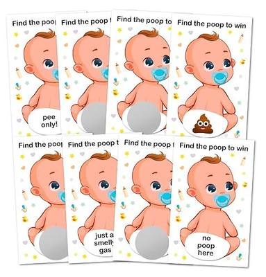 RokAPary Poop Boy Baby Shower Scratch Off Game, Find The Poop to Win Easy to Play Silly Games, Funny Idea, Ice Breaker Activity. DIY Raffle Cards, Blue Pacifier, Set of 40 Cards Made in USA