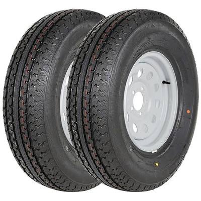 2PK Durun ST205/75R15 Radial Trailer Tire with 15" White Wheel - 5 on 4-1/2" - Load Range D