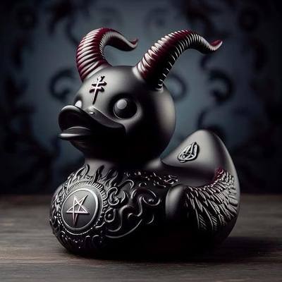 edenfuax Punk Duck Goth Resin Duck - Garage Kits,Unique Gothic Gifts & Collectibles,Vinyl Rubber Novelty Ornament Dark Satanic Duck Figurine for Desktop Home Halloween Decor (Satan Duck)