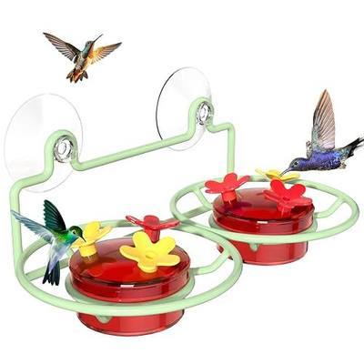Dreamdrawer Window Hummingbird Feeder, Small Hummingbird Feeder for Outdoors with Strong Suction Cup - Metal Base & 6 Feeding Ports, Easy to Clean and Refill