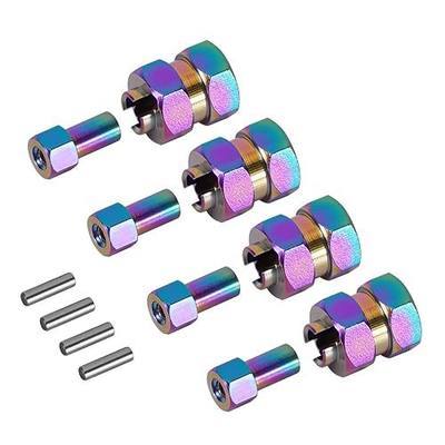 INJORA Rainbow Stainless Steel Wheel Hex Hub +5mm Extenders for 1/24 SCX24