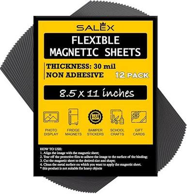 Magnetic Sheets Non-Adhesive 8.5" x 11" 30 mil - Flexible Magnets, 12 Pack | Thick Magnet Sheets for Fridge Photos, Crafts, DIY, Sign Making, Dies Storage - US Letter Size