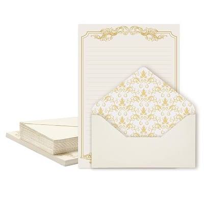 XXINMOH 90 Piece Stationery Set - 60 Vintage-Style Paper Sheets + 30 Envelopes, Gold Border Letter Writing Paper for Love Letters & Party Invitations