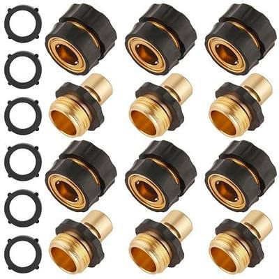 BILAL 6 Set Quick Connect Hose Fittings for Garden Hose Quick Connector | 3/4 Inch GHT Male and Female Attachment Quick Release Water Hose Adapter with Gasket