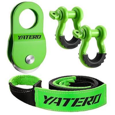 Off Road Recovery Kit, 10 Ton Heavy Duty Snatch Block Pulley and 3" x8' Tree Saver Strap with 2pc D Ring Shackles, Heavy Duty Recovery Winching Accessories