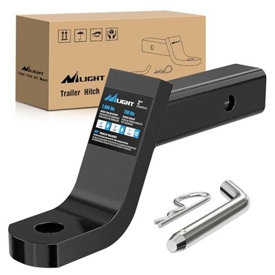 Nilight 8-Position Adjustable Trailer Hitch Ball Mount Fits 2 Inch Receiver with 5/8" Pin Lock 7500 lbs 9-1/2" Drop 8-1/4" Rise 1" Hole Hitch for Trailers Boats Pickups RV