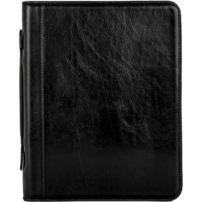 Time Resistance Leather Portfolio – Document Bag with Carry Handle – Tablet Size Case Made in Italy