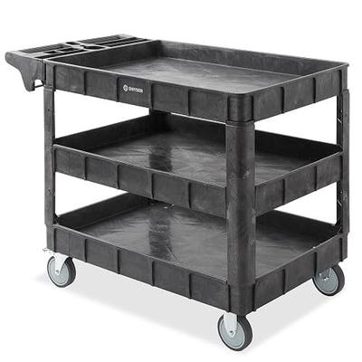 Dryser Utility Cart with Wheels, 46" x 25" Heavy Duty 550 lb. Capacity with Shelves - 3 Tier Rolling Cart with Two 5" Swivel Casters for Warehouse, Garage, Cleaning