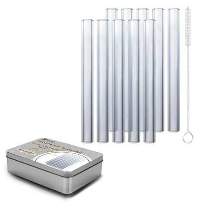 Glass Tubes Gift Box Series with Cleaning Brush 4.72 inch 12mm OD 2mm Thick Wall Tubing Borosilicate Blowing Tubes (10pcs Clear Tubes)