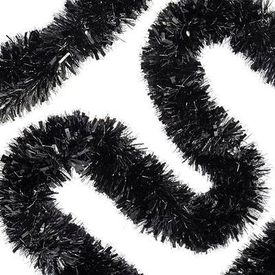 33FT Black Christmas Tinsel Garland Metallic Twist Foil Tinsel Garland Shiny Hanging Decorations for Halloween Xmas Tree Decoration Wedding Party Supplies