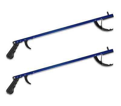 Rehabilitation Advantage 26" Reacher Grabber Tool Set of 2, Blue | 26" Aluminum Reacher Set with 3" Jaw, Magnetic Tip, Ergonomic Grip, Lightweight, Rust-Proof, Blue, 2-Pack.