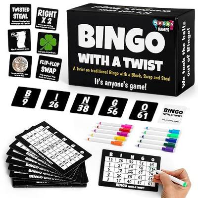 Bingo with a Twist Party Game, Bingo with Action Cards, Fun Twist, Action Cards with a Block, Swap, and Steal, no More Balls, It's Anyone's Game!