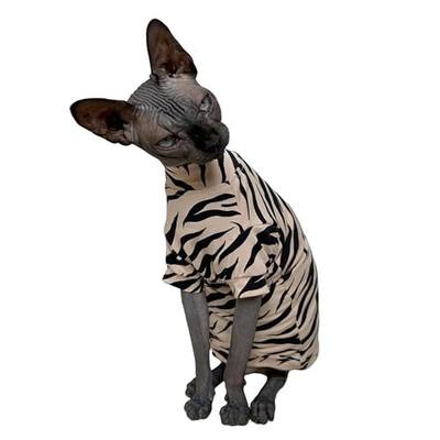 Sphynx Cat T Shirt Hairless Cat Clothes Pet Kitten Apparel Tiger Pattern | Limited Edition, Elastic, Thin For Summer, Cute White Tiger Pattern
