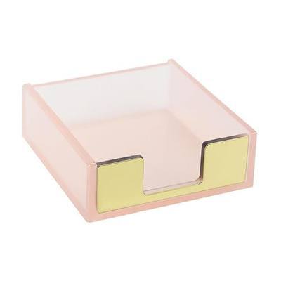 MultiBey Pink Sticky Notes Memo Pad Holder Dispenser | Rose Gold with Pink Desk Supplies Organizer Accessories for Office Home Schools