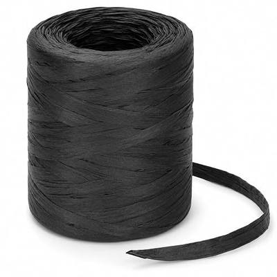 G2PLUS 218 Yards Raffia Paper Craft Ribbon, 1/4 Inch Wide Raffia Ribbon, Black Packing Paper String for Gift Wrapping, DIY Arts & Crafts, Halloween, Christmas Holiday Decor