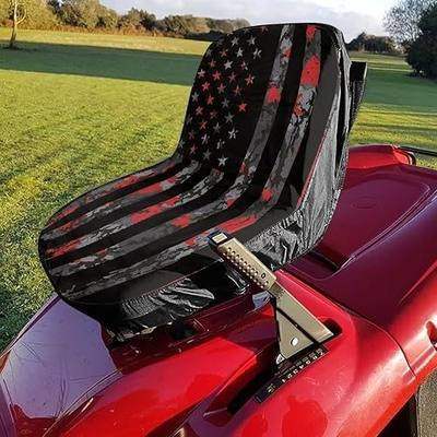 American Flag Lawn Mower Cushion Cover Riding Lawn Mower Seat Cover High Back Seat fits Tractor Without Armrest for Craftsman Cub Cadet-Gray