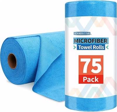 Microfiber Cleaning Cloth Roll, 75 Pack Tear Away Microfiber Towel, Reusable Washable Shop Towels, Lint Free All-Purpose Cleaning Rags Wash Cloths for Home Car Kitchen Automotive 11.5"x11.5"