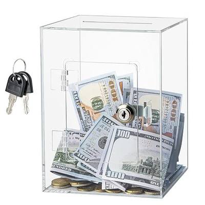 Hicocool Clear Acrylic Piggy Bank with Lock & Key, Reusable Money Box | Crystal-Clear Acrylic Design Lets Kids And Adults Watch Savings Grow, Large Capacity Reusable Box for Saving Plans, Gifts