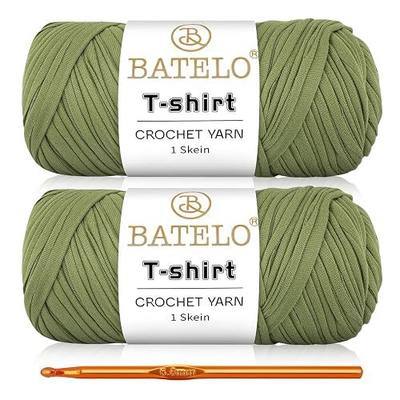 2 Pack T-Shirt Yarn Crochet Yarn for Beginner Crochet Bags/Basket/Coaster,Tshirt Yarn 400g/144yds High Elastic Thick Yarn Polyester Fabric(Avocado Green)