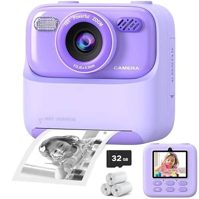 Kids Instant Digital Cameras for Boys and Girls, 1080P HD Dual-Lens Selfie Digital Camera with Print Paper & 32G Card, Christmas Birthday Gifts Toys for Toddler and Teenagers Age 3-16 Years Old