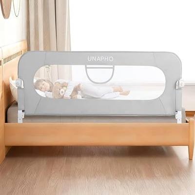 Bed Rail for Toddlers,Swing Down Kids Bed Rails Guard for Twin,Full,Queen,Bunk Size Bed,Extra Tall Child Bed Rail Guard with Reinforced Anchor Safety System,Grey