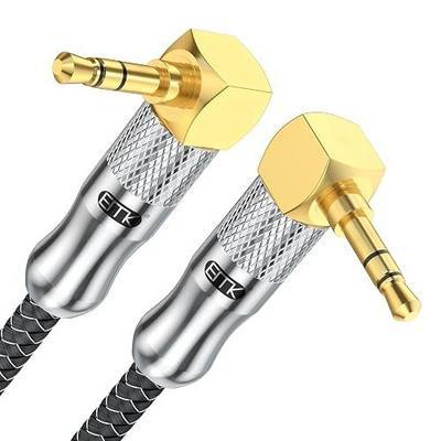 EMK 90 Degree Male to Right Angle Male 3.5mm Stereo Audio Aux Cable 1M Gold Plated Dual Angled TRS Aux Cord Compatible with Laptop, Smartphone, Music Player, Tablets, Speakers