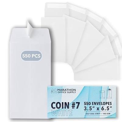 MOS White Coin Envelopes #7 (3.5 x 6.5 Inch) 550 Pack, Self-Seal Small Money Envelopes for Cash Stuffing, Budgeting, Savings Challenge, Tips, Payroll, Gift Money