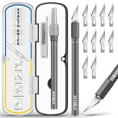 DIYSELF Exacto Knife 12 Pcs Exacto Knife Set with Case Craft Hobby Precision Knife with 11 Blades for Crafting Paper Scrapbooking Models 3D Printing Clay Rubber Stamps, Gifts for Women Adults Her Men