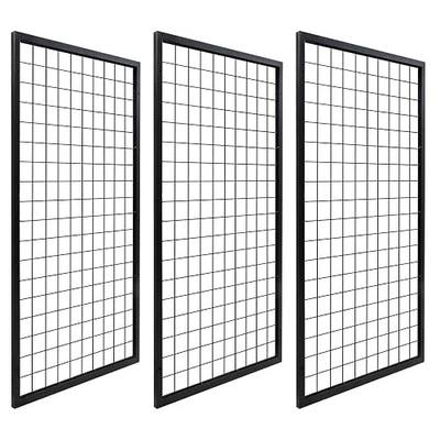 NectaCol 3 Packs Grid Wall Panels, Metal Black Wire Grid Panel, Gridwall Display Rack, Heavy Duty Gridwall Panels for Retail Display