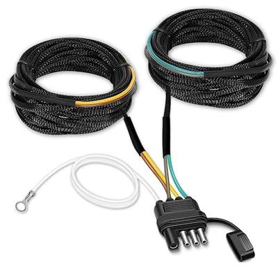 Gonice 25Ft 4 Pin Trailer Wiring Harness Kit with Black Nylon Protective Sleeve, 4 Pin 5 Wire Plug for Enhanced Durability - Wishbond Trailer Wire Kit