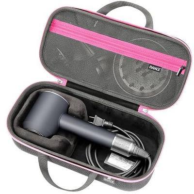 RAIACE Hard Storage Case Compatible with dyson Hair Dryer, Travel Carrying Bag. (for sale is case only). - Black(Black Lining)