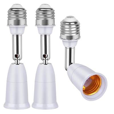 3 Pack Light Socket Extender, E26/E27 4.5 Inch Light Socket Extension, Vertical 180°Horizontal 350° Adjustable Medium Screw Base Light Bulb Extension Socket