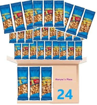 PLANTERSS Variety Pack, Salted Cashews, Salted Peanuts & Honey Roasted Peanuts, On-the-Go Nut Snacks, Individually Packed Snacks, Quick Snack for Adults, After School Snack, Kosher, (24 Pack). By Maryse's Place