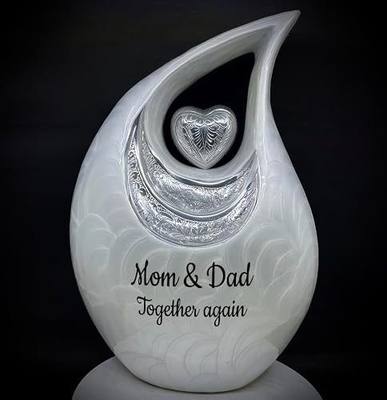 Double Adult/XXL urn for Forever Together Companions - Companion urns for 2 Adults - Teardrop Cremation Keepsake for Human Ash of Adult Man and Female - Includes Velvet Bag, 440 Cu Inch