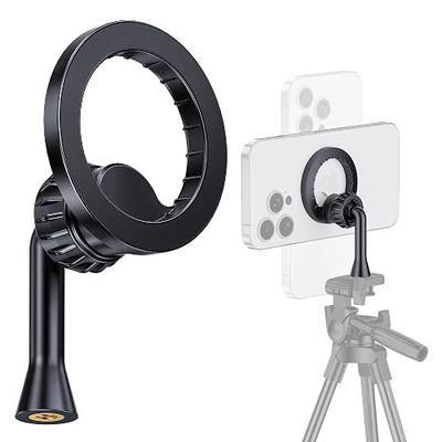 Magnetic Tripod Holder Mount for MagSafe, iPhone Tripod Mount Adapter with 1/4" Screw Hole, Magnetic Phone Tripod Holder Adapter for iPhone 17/16/15/14/13/12 Series